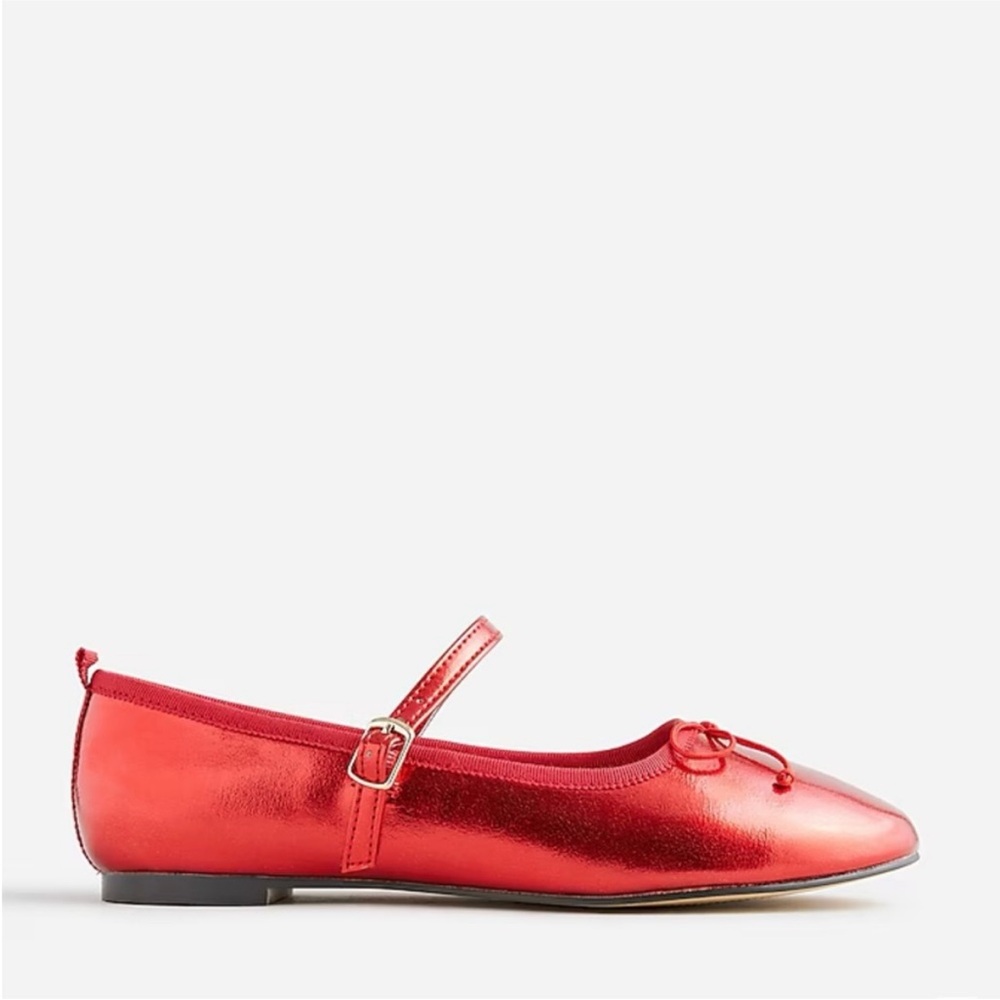 Crewcuts Red Metallic Mary Jane Ballet Flats Girls Size 3